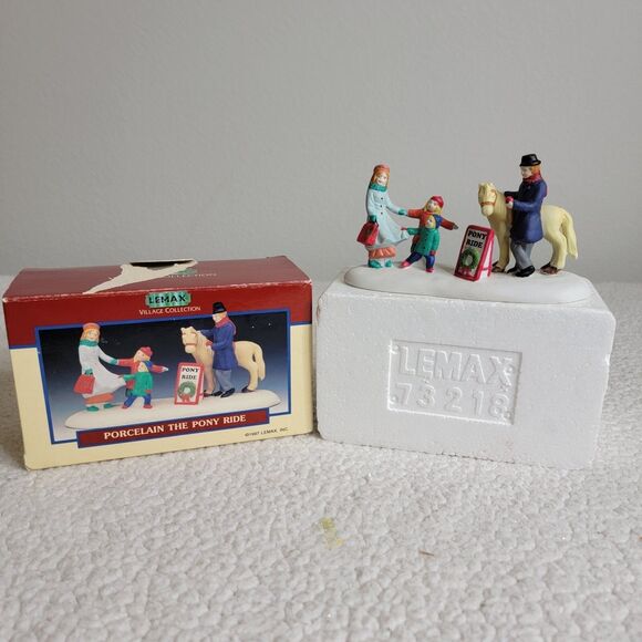 VTG Lemax Village Collection Porcelain The Pony Ride OOP Figurine 1997 w Box OOP - Picture 5 of 7